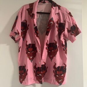 Pink Devil Print Men's Shirt